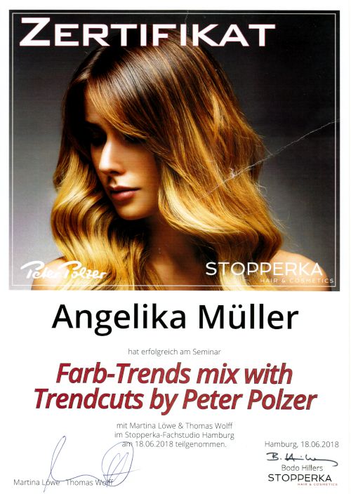 Zertifikat: Farb-Trends mix with Trendcuts by Peter Polzer