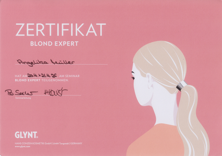 Zertifikat: Blond Expert Zertifikat: Blond Expert