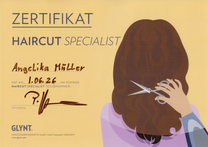 Zertifikat: Haircut Specialist Zertifikat: Haircut Specialist