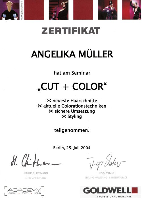 Zertifikat: Cut + Color