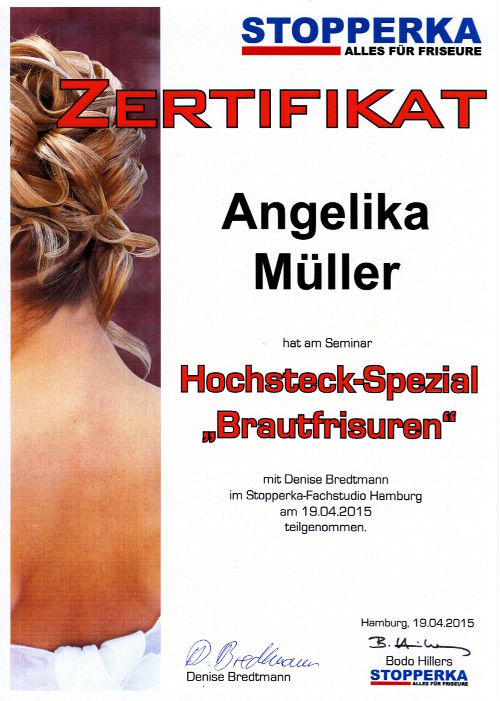Zertifikat: Hochsteck-Spezial Brautfrisuren